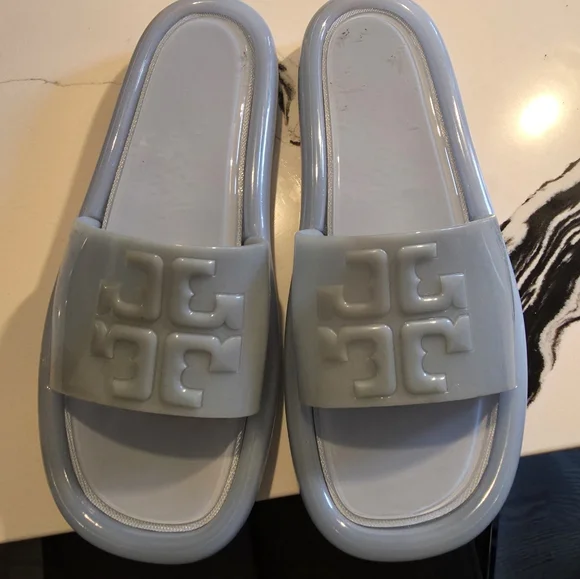 Light Blue Slide Sandals By TORY BURCH NEW - Picture 2 of 2
